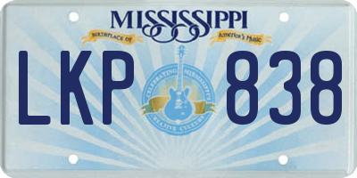MS license plate LKP838