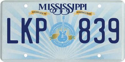 MS license plate LKP839
