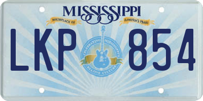MS license plate LKP854