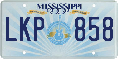 MS license plate LKP858