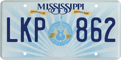 MS license plate LKP862