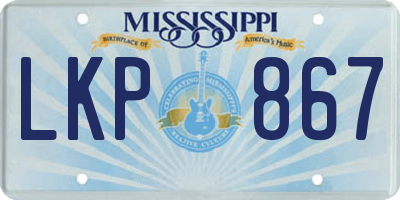 MS license plate LKP867
