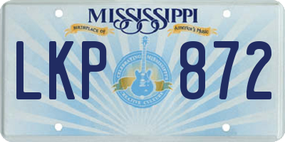 MS license plate LKP872