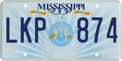 MS license plate LKP874