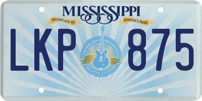 MS license plate LKP875