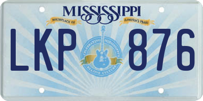 MS license plate LKP876