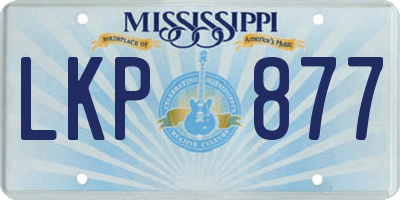 MS license plate LKP877