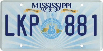 MS license plate LKP881