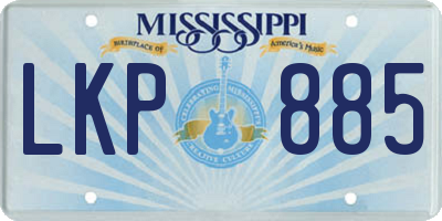 MS license plate LKP885