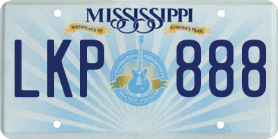 MS license plate LKP888