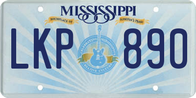 MS license plate LKP890