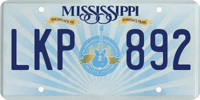 MS license plate LKP892