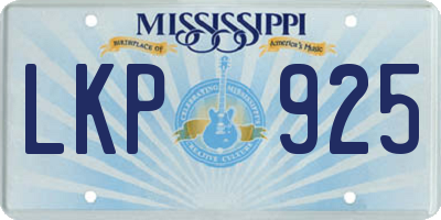 MS license plate LKP925