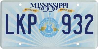 MS license plate LKP932
