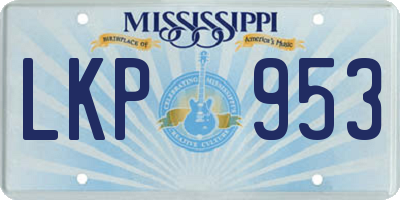 MS license plate LKP953