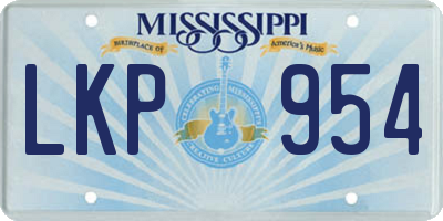 MS license plate LKP954