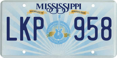 MS license plate LKP958