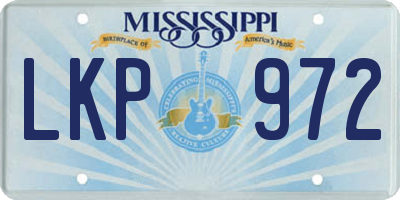 MS license plate LKP972