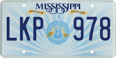MS license plate LKP978