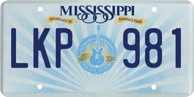 MS license plate LKP981