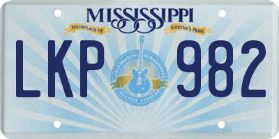 MS license plate LKP982