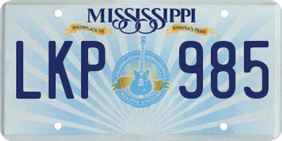 MS license plate LKP985
