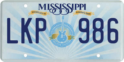 MS license plate LKP986
