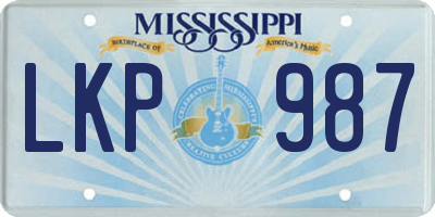 MS license plate LKP987