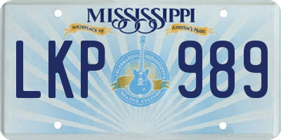 MS license plate LKP989