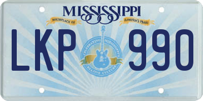 MS license plate LKP990