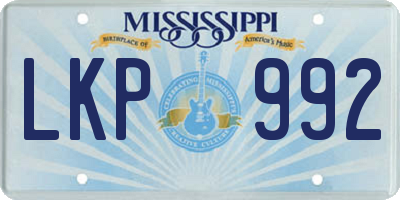 MS license plate LKP992