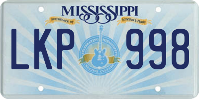 MS license plate LKP998