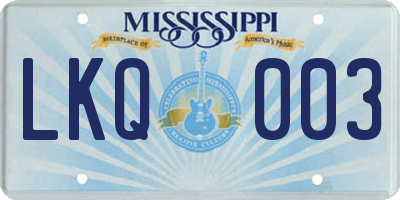 MS license plate LKQ003