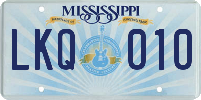 MS license plate LKQ010