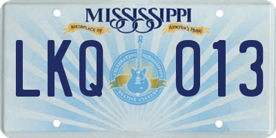 MS license plate LKQ013