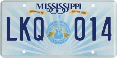 MS license plate LKQ014