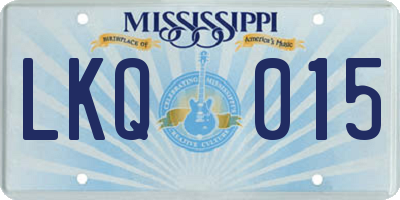 MS license plate LKQ015