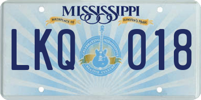 MS license plate LKQ018