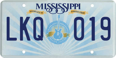 MS license plate LKQ019