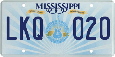 MS license plate LKQ020