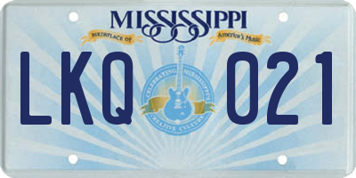 MS license plate LKQ021
