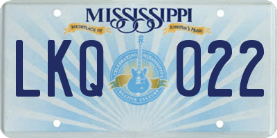 MS license plate LKQ022