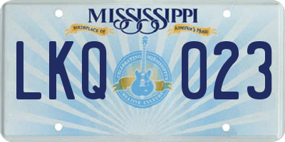 MS license plate LKQ023