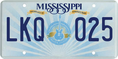 MS license plate LKQ025
