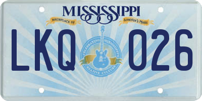 MS license plate LKQ026