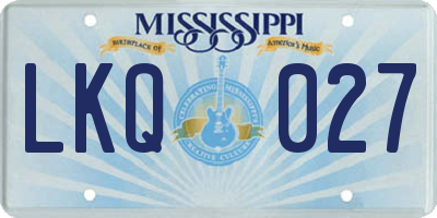 MS license plate LKQ027