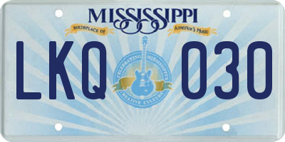 MS license plate LKQ030