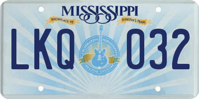 MS license plate LKQ032