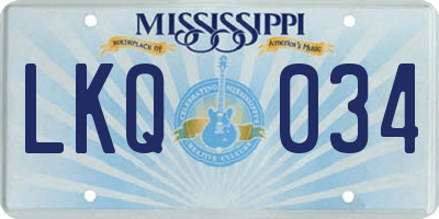 MS license plate LKQ034