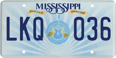 MS license plate LKQ036